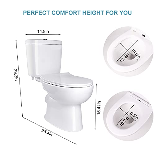 Upflush Macerating Toilet with Pump for Basement with Macerator Pump, 1.28GPF Dual Flush Toilet Tank, Nano Glaze Toilet Bowl, Extension Pipe, 4 Water Inlets for Toilet Kitchen, Sink, Bathtub