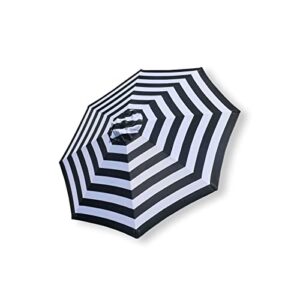 Garden lucky 9ft Patio Umbrella Replacement Canopy Market Umbrella Top Outdoor Umbrella Canopy for 8 Ribs Umbrella Black and White