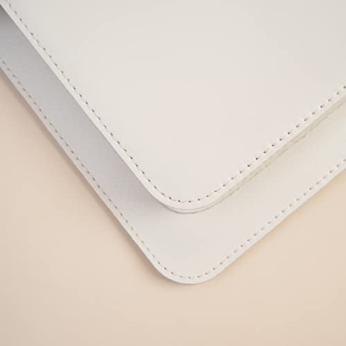 Benfan Leather Laptop Sleeve 13 Inch Compatible for 2022 13inch MacBook Air M2,13 MacBook Pro M2, Surface Pro 3 4 5 6 7, Dell XPS 13 Color White