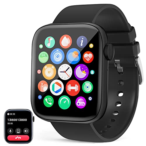 Smart Watch make calls (Call Receive/Dial), 1.8 inch HD Full Touch Screen Smartwatch Fitness Tracker with Call Heart Rate monitor 118 sport modes music player voice assistant for iphone android phones