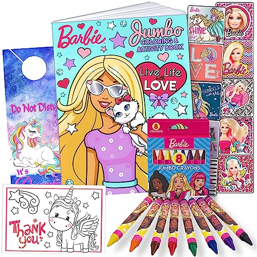 Barbie Sticker Activity Set - Bundle Includes Barbie Stickers, Barbie Coloring Book, and More (Pink)