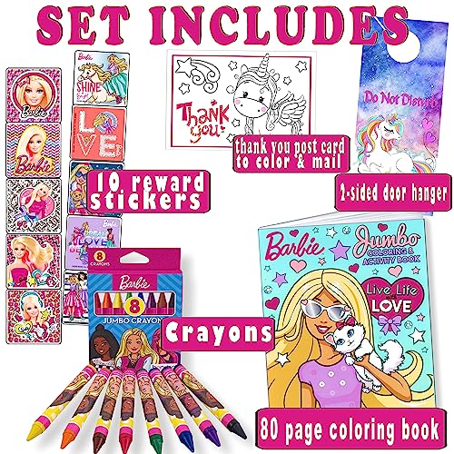 Barbie Sticker Activity Set - Bundle Includes Barbie Stickers, Barbie Coloring Book, and More (Pink)