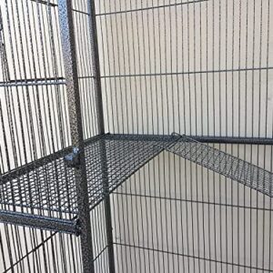 54" Large Double 3-Levels Small Animals Critters Wrought Iron Cage Center Slide Out Divider Tight 1/2-inch Bar Spacing Removable Rolling Stand Ferret Chinchilla Rat Mouse Hamster Sugar Glider