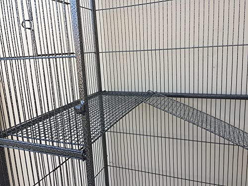 54" Large Double 3-Levels Small Animals Critters Wrought Iron Cage Center Slide Out Divider Tight 1/2-inch Bar Spacing Removable Rolling Stand Ferret Chinchilla Rat Mouse Hamster Sugar Glider