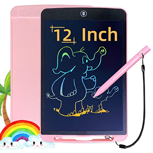 LCD Writing Tablet for Kids 12 Inch, SAnmay Colorful Drawing Tablet Erasable Electronic Doodle Board for Toddlers, Educational Toys Gifts for 3 4 5 6 7 8 Year Old Boys Girls, Pink