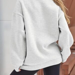 Trendy Queen Womens Oversized Half Zip Pullover Sweatshirts Fleece Jackets Quarter Zip Cropped Sweaters Hoodies Fall Clothes Outfits Tops Grey