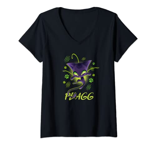 Womens Miraculous Ladybug Kwamis Collection with Plagg V-Neck T-Shirt