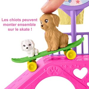 Barbie Chelsea Doll & Skate Park Playset With 2 Puppies, Skate Ramp, Scooter & 15+ Accessories, Brunette Small Doll With Blue Eyes