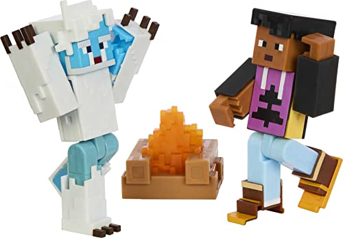 Mattel Minecraft Game, Creator Series Action Figures and Accessories, Camp Enderwood Steve and Mob Figures, Collectible Gift for Kids