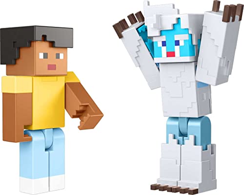 Mattel Minecraft Game, Creator Series Action Figures and Accessories, Camp Enderwood Steve and Mob Figures, Collectible Gift for Kids
