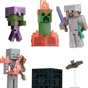 Mattel Minecraft Toys | Story Pack with 4 Action Figures and Accessories | Cave Conflict with Steve and Skeleton | Collectible Gift for Kids (Amazon Exclusive)