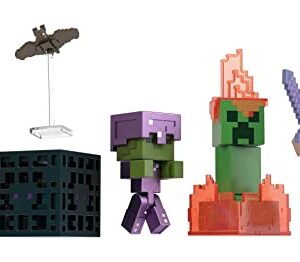 Mattel Minecraft Toys | Story Pack with 4 Action Figures and Accessories | Cave Conflict with Steve and Skeleton | Collectible Gift for Kids (Amazon Exclusive)
