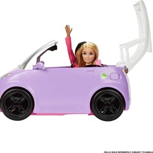 Barbie Toy Car "Electric Vehicle" with Charging Station, Plug and Sunroof, Purple 2-Seater Transforms Into Convertible (Amazon Exclusive)