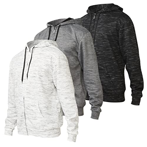 Ultra Performance Mens Sweatshirt 3 Pack Full Zip Up Hoodie, Lightweight Athletic Performance Zip Up Hoodies For Men