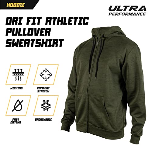 Ultra Performance Mens Sweatshirt 3 Pack Full Zip Up Hoodie, Lightweight Athletic Performance Zip Up Hoodies For Men