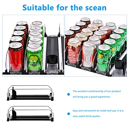 Supermarket Shelf Pusher Beverage Shelf Glide Fridge Drink Dispenser 2pcs Water Bottle Soda Can Organizer Self Pushing for Home Kitchen Refrigerator 340-350MM