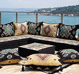 Floor Sofa Seating Set, L Shape Corner Arabic Sofa Set, Oriental Floor Seating, Floor Cushions, Living Room Sofa, Arabic Majlis, Moroccan Jalsa, Sleeper Sofa (L Sofa Full Set)