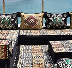 Floor Sofa Seating Set, L Shape Corner Arabic Sofa Set, Oriental Floor Seating, Floor Cushions, Living Room Sofa, Arabic Majlis, Moroccan Jalsa, Sleeper Sofa (L Sofa Full Set)