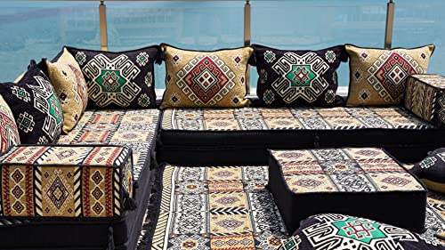 Floor Sofa Seating Set, L Shape Corner Arabic Sofa Set, Oriental Floor Seating, Floor Cushions, Living Room Sofa, Arabic Majlis, Moroccan Jalsa, Sleeper Sofa (L Sofa Full Set)