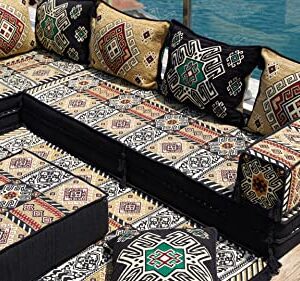 Floor Sofa Seating Set, L Shape Corner Arabic Sofa Set, Oriental Floor Seating, Floor Cushions, Living Room Sofa, Arabic Majlis, Moroccan Jalsa, Sleeper Sofa (L Sofa Full Set)