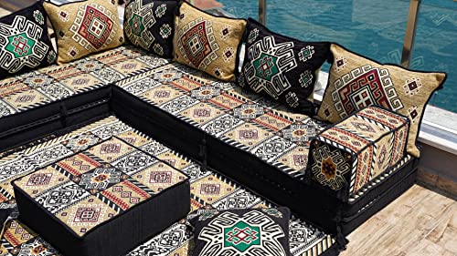 Floor Sofa Seating Set, L Shape Corner Arabic Sofa Set, Oriental Floor Seating, Floor Cushions, Living Room Sofa, Arabic Majlis, Moroccan Jalsa, Sleeper Sofa (L Sofa Full Set)