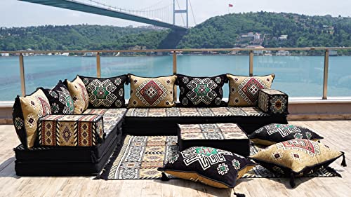 Floor Sofa Seating Set, L Shape Corner Arabic Sofa Set, Oriental Floor Seating, Floor Cushions, Living Room Sofa, Arabic Majlis, Moroccan Jalsa, Sleeper Sofa (L Sofa Full Set)