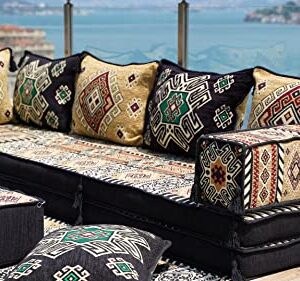 Floor Sofa Seating Set, L Shape Corner Arabic Sofa Set, Oriental Floor Seating, Floor Cushions, Living Room Sofa, Arabic Majlis, Moroccan Jalsa, Sleeper Sofa (L Sofa Full Set)