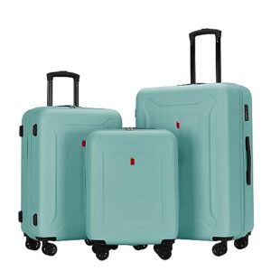 widfre luggage sets 3 pieces carry on suitcase hardshell lightweight travel with double spinner wheels locks tsa approved (green)