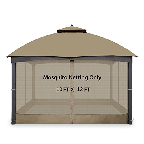 Gafrem 10' x 12' Canopy Side Wall Privacy Panel with Zipper+Outdoor 10'x12' Gazebo 4-Panel Screen Walls with Zipper (Khaki)