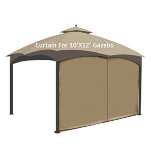 Gafrem 10' x 12' Canopy Side Wall Privacy Panel with Zipper+Outdoor 10'x12' Gazebo 4-Panel Screen Walls with Zipper (Khaki)