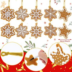 20 Pcs Christmas Gingerbread Snowflake Ornaments Mini Tree Hanging Decorations Silicone Christmas Ornaments Xmas Gingerbread Ornaments with Ropes for Christmas Tree Winter Crafts(20 Pcs, Snowflake)