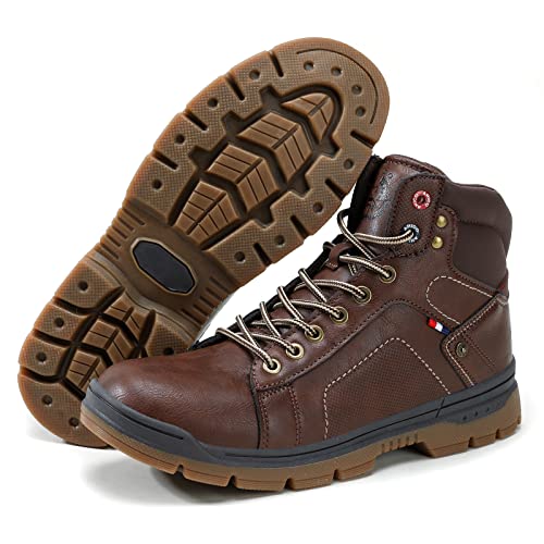 Ahico Men's Hiking Boots Water Resistant Walking Trekking Camping Snow Boots Breathable Outdoor Trail Brown 752, 11