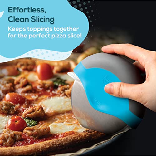 Aweskiis Pizza Cutters I Super Sharp Pizza Slicer I Must Have Kitchenaid Tool I Stainless Steel & Plastic Pizza Cutter Wheel I Pizza wheel cutter with cover I Reusable And Handy & Easy Storage I Blue