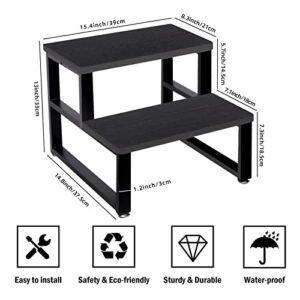 OUTBROS Step Stool for Adults, 13'' Tall Bedside Steping Foot Stool, Multi-Purpose Step Ladder for Kitchen, Bedroom, Living Room, Bathroom Hold Up to 500 lb Black