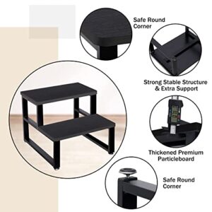 OUTBROS Step Stool for Adults, 13'' Tall Bedside Steping Foot Stool, Multi-Purpose Step Ladder for Kitchen, Bedroom, Living Room, Bathroom Hold Up to 500 lb Black