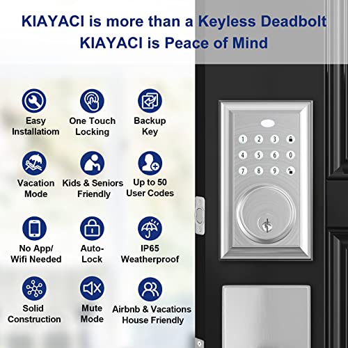 KIAYACI Front Door Lock Set Door Handle Sets Brushed Nickel Door Handle Entry Door Locksets with Rectangle Keypad Deadbolt Single Smart Locks for Front Door Keyless Entry Door Lock Silver