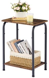 tajsoon small end table with 2 tier storage shelves, small side table for small spaces, sofa table, bedside table, small table for living room, bedroom, sturdy frame & easy assembly