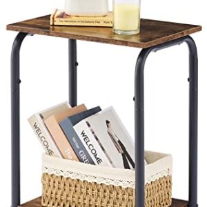 Tajsoon Small End Table with 2 Tier Storage Shelves, Small Side Table for Small Spaces, Sofa Table, Bedside Table, Small Table for Living Room, Bedroom, Sturdy Frame & Easy Assembly