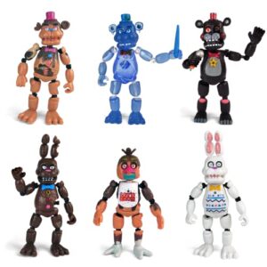 toysvill inspired by five nights at freddys | chocolate | freddy's action figures toys (fnaf) set of 6 pcs [rockstar & chocolate freddy, bonnie, chica, easter, freddy frostbear]