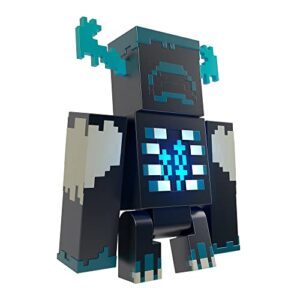 mattel minecraft warden action figure with lights, sounds & attack mode, collectible toy inspired by video game, 3.25-inch