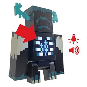 Mattel Minecraft Warden Action Figure with Lights, Sounds & Attack Mode, Collectible Toy Inspired by Video Game, 3.25-Inch