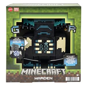 Mattel Minecraft Warden Action Figure with Lights, Sounds & Attack Mode, Collectible Toy Inspired by Video Game, 3.25-Inch
