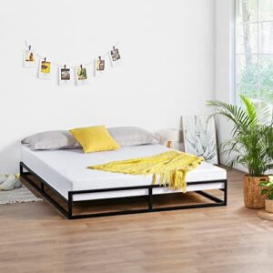oleesleep 6 inch dura metal platform bed frame with footboard, black