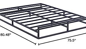 Oleesleep 6 Inch Dura Metal Platform Bed Frame with Footboard, Black