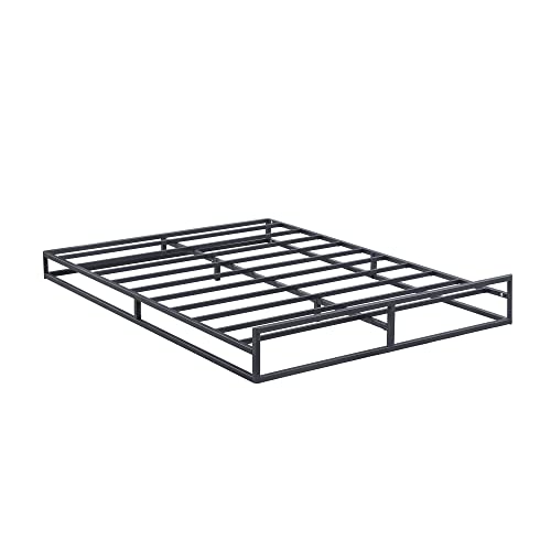 Oleesleep 6 Inch Dura Metal Platform Bed Frame with Footboard, Black