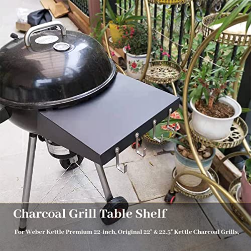 Kettle Table Shelf, Grill Table Shelf for Weber 22" Charcoal Kettle Master Touch Charcoal Grills, Portable BBQ Charcoal Grill Side Table, Shelf Storage Holder Tray for Weber Kettle Grills