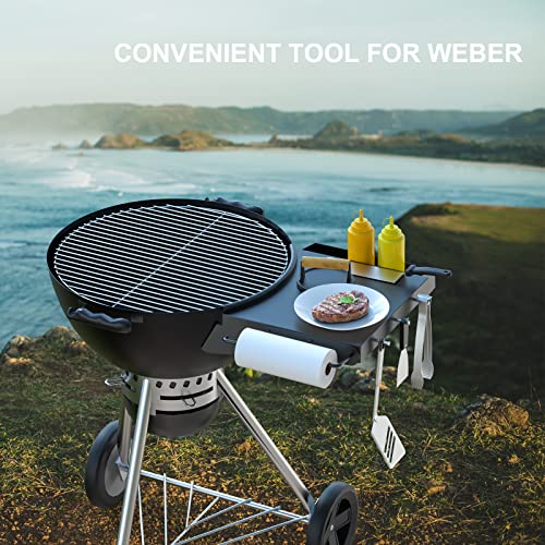 Kettle Table Shelf, Grill Table Shelf for Weber 22" Charcoal Kettle Master Touch Charcoal Grills, Portable BBQ Charcoal Grill Side Table, Shelf Storage Holder Tray for Weber Kettle Grills