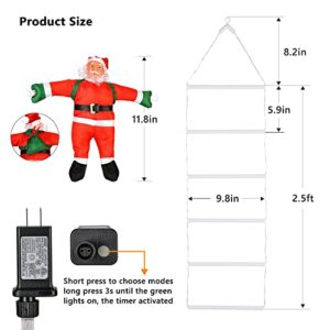 Toodour LED Christmas Light - Christmas Decorative Ladder Lights with Santa Claus, Christmas Decorations Lights for Indoor Outdoor, Window, Garden, Home, Wall, Xmas Tree Decor (2.5FT, Warm White)