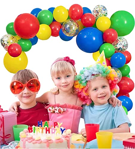 Red Blue Yellow Green Balloon Garland Kit,3 Sizes 18''12''10'Balloon Garland Kit,Latex Balloons for Mario Birthday Carnival Circus Party Decorations