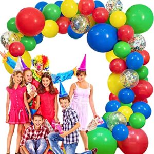 Red Blue Yellow Green Balloon Garland Kit,3 Sizes 18''12''10'Balloon Garland Kit,Latex Balloons for Mario Birthday Carnival Circus Party Decorations